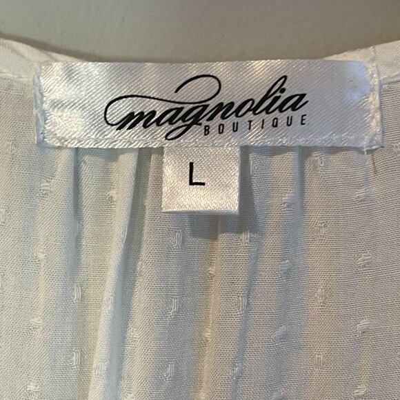 Magnolia Boutique White Babydoll Mini-Dress, Large - NWOT - Picture 4 of 7